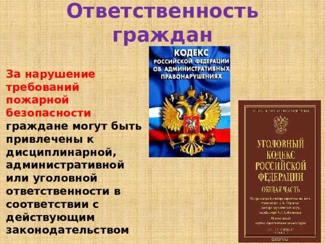 Ответственность за нарушения требований пожарной безопасности.